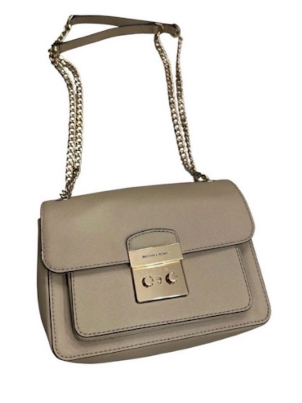 Michael Kors Taupe / Tan / Nude Crossbody Bag Gold Chain⁠